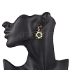 Christmas Wreath Glass Dangle Stud Earrings EJEW-MZ00509-4
