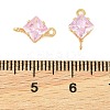 Brass Pave Cubic Zirconia Rhombus Connector Charms KK-P347-04G-01-4