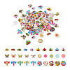 300Pcs 6 Style Painted Poplar Wood Buttons FIND-MP0001-08-3