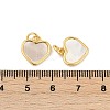 Brass Pave Natural White Shell Heart Charms KK-U055-27G-3
