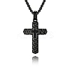 304 Stainless Steel Woven Religion Cross Pendant Necklaces for Men WGB9EFB-01-3