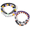 4Pcs Spooky Halloween Acrylic & Glass Beaded Stretch Bracelets EK3057-4-1