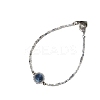 925 Sterling Silver Pave Natural Aquamarine Beaded Bracelets for Women UM2685-1-4