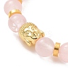Natural Rose Quartz & Alloy Buddha Head Beaded Strech Bracelets BJEW-JB09420-03-2
