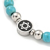 Star of David 304 Stainless Steel & Synthetic Turquoise Round Beaded Bracelets for Women BJEW-G717-06P-2