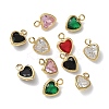 Brass Micro Pave Cubic Zirconia with Glass Pendants KK-Z136-17G-1
