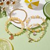 4Pcs 4 Style Natural Topaz Jade & Shell Pearl Stretch Bracelets Set BJEW-JB10049-2