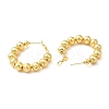 Rack Plating Brass Round Beaded Hoop Earrings EJEW-Z019-02B-G-2