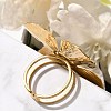 Flower Stainless Steel Open Cuff Ring for Women RJEW-R006-02G-3