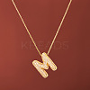 Brass Micro Pave Clear Cubic Zirconia Initial Pendant Necklaces for Women FS-WGDC51D-13-1