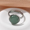 Half Round Natural Green Aventurine Finger Rings RJEW-M062-01P-21-4