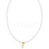 Imitation Pearl with Stainless Steel Pendants Necklaces NJEW-LP0001-51Y-G-1