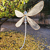 1Pc Glass & Metal Enamel Dragonfly Pendant Decorations HJEW-CN0001-29-4