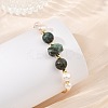 Round & Nuggets Natural & Synthetic Gemstone & Cultured Freshwater Pearl Beaded Bangles BJEW-JB14091-2