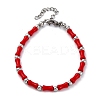304 Stainless Steel Beaded Bracelets for Women BJEW-M056-04P-3
