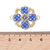 Electroplate Glass Beaded Flower Connector Charms PALLOY-MZ01297-02-4