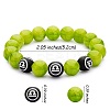 Green Yellow Natural Yellow Jade Round Beaded Stretch Bracelet BJEW-SW00077-06-7
