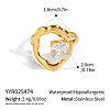 Irregular 304 Stainless Steel Cubic Zirconia Cuff Open Rings for Women RA2180-3-1