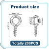 200Pcs 304 Stainless Steel Screw Eye Pin Peg Bails STAS-LP0001-19-2