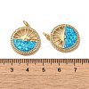 Brass Micro Pave Cubic Zirconia with Synthetic Opal Pendants KK-D096-16G-3