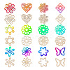 24pcs 12 Styles Unfinished Natural Poplar Wood Filigree Joiners Links WOOD-TA0001-81-1