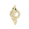 Brass Clear & Green Cubic Zirconia Snake Connector Charms KK-D317-150G-1