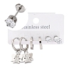 3 Pairs 3 Styles 304 Stainless Steel Hoop & Studs Earrings Set for Women EJEW-K279-13P-1