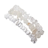 3Pcs Natural Quartz Crystal & Synthetic White Howlite & Natural White Moonstone Chip Beaded Stretch Bracelet Sets BJEW-JB10857-3