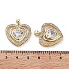 Rack Plating Brass Micro Pave Clear Cubic Zirconia Pendants KK-Z064-07G-3