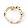 Clear Cubic Zircon Flat Teardrop & Square Open Cuff Ring RJEW-B043-10-3