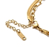 304 Stainless Steel Paperclip & Herringbone Chains Double Layer Necklace for Men Women NJEW-E046-01G-3