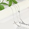304 Stainless Steel Religion Curved Cross Pendant Cable Chain Necklaces for Women NJEW-P320-13P-1