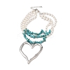Boho Dyed Synthetic Turquoise Chip & Plastic Pearl Multi Layered Necklaces NJEW-U006-04B-P-2