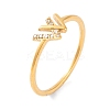 PVD Vacuum Plating 304 Stainless Steel Letter W Finger Ring for Women RJEW-C086-07-G-1