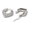 Brass with Cubic Zirconia Heart Hoop Earrings EJEW-K247-07P-2