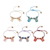 Natural Lava Rock & Mixed Stone & Glass Seed Beaded Braided Bracelets BJEW-MZ00063-1