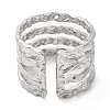 Non-Tarnish 304 Stainless Steel Multi Line Open Cuff Ring for Women RJEW-M149-18P-2