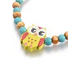 Wood Beads Kids Stretch Bracelets BJEW-JB04129-02-3