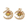 Brass Micro Pave Clear Cubic Zirconia Glass Pendants ZIRC-C024-06G-02-1
