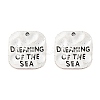 Hammered Square Carved Word Dreaming of the Sea Tibetan Style LS-PALLOY-A15333-AS-1