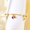 Brass Micro Pave Cubic Zirconia Fruit Charm Bangles for Women BJEW-Z089-01G-01-1