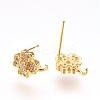 Brass Micro Pave Cubic Zirconia Stud Earring Findings KK-F753-07G-RS-2