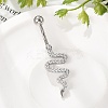 Alloy Rhinestone Snake Curved Barbell Belly Rings AJEW-R007-03P-04-2