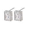 Brass Micro Pave Clear Cubic Zirconia Stud Earrings EJEW-C174-02D-P-4