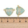 Brass Micro Pave Cubic Zirconia Heart Connector Charms KK-C114-26A-G-3