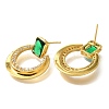 Brass Cubic Zirconia & Glass Stud Earrings EJEW-M048-01G-2