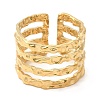 Ion Plating(IP) 304 Stainless Steel Multi Line Open Cuff Ring for Women RJEW-M149-18G-1