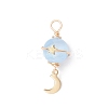 Dyed Natural Selenite Planet Pendants PALLOY-JF03769-01-3