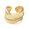 Brass Micro Pave Cubic Zirconia Open Cuff Ring RJEW-Q805-03G-2