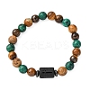 12 Constellations Natural Tiger Eye & Picture Jasper & Agate & Black Onyx Round Beaded Stretch Bracelets for Men Women WGB9E7C-03-1